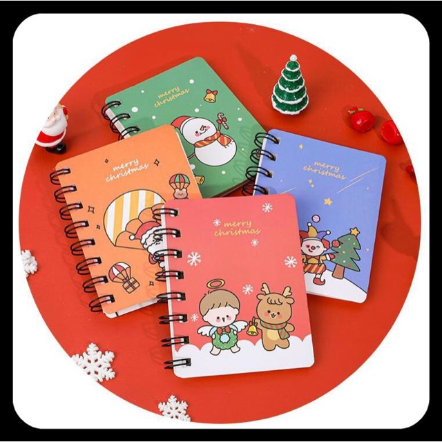 Quà tặng Giáng sinh siêu dễ thương - Sổ mini cầm tay in hình ông già Noel, người tuyết,...cute xinh xỉu