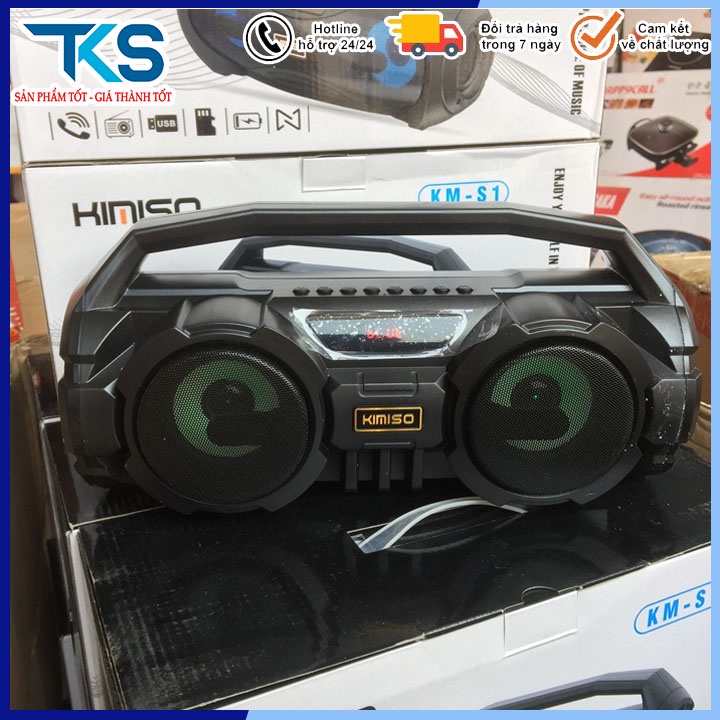 Loa Bluetooth karaoke xách tay Kimiso KM-S1/S2 - 2 Bass Cực Mạnh, Tặng 1 Micro Có Dây Hát Karaoke