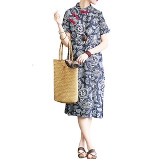 Đầm suông ngắn tay in họa tiết cách điệu thời trang dành cho nữ Zanzea