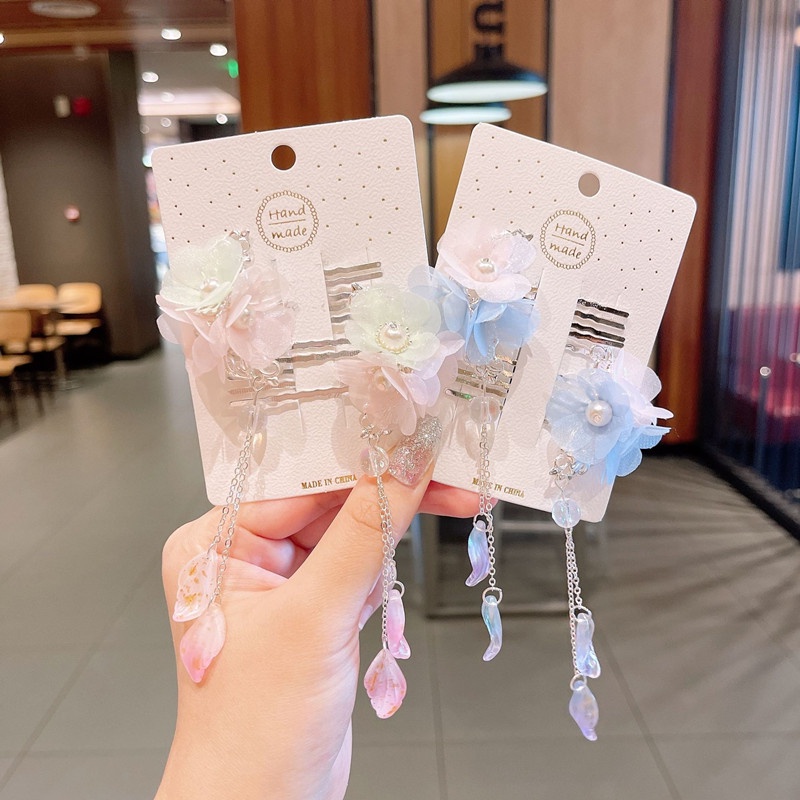 Set 2 kẹp tóc tua rua phong cách Trung Hoa cổ điển mới cho bé gái