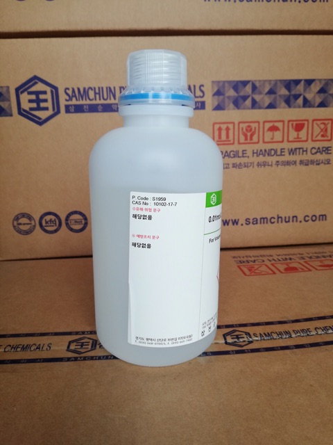 Dung dịch chuẩn Na2S2O3 0.01mol/L Sodium thiosulfate solution N/100 Samchun Hàn Quốc chai 500ml Na2S2O3 0.01N