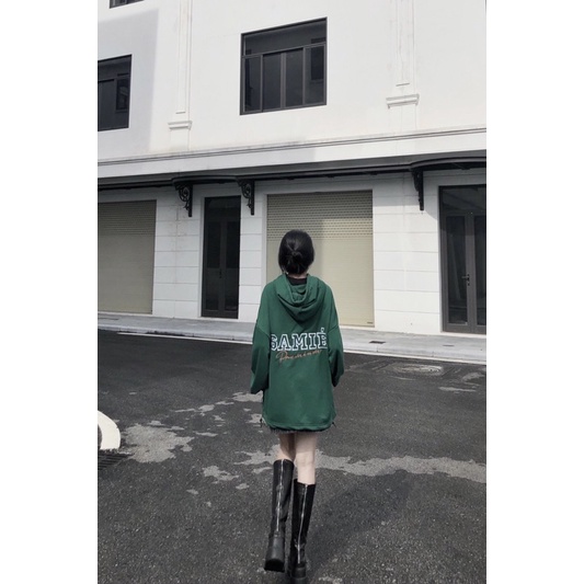 ÁO HOODIE CHÂN CUA FORM RỘNG THÊU LOGO SAMIÉ PREMIUM  - ÁO HOODIE MOSS GREEN DÂY RÚT - HOODIE MÀU XANH LÁ