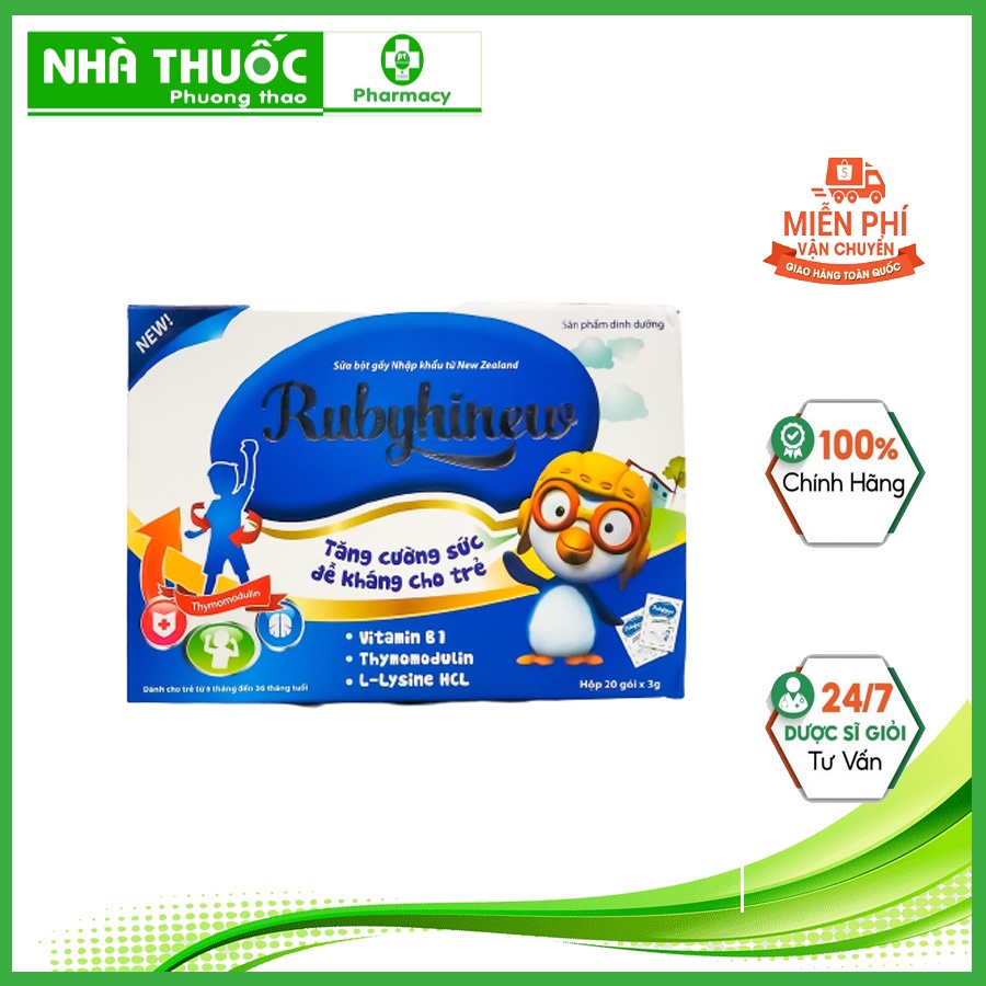 RubyHinew Sữa Bột Gầy New Zealand Tăng Sức Đề Kháng, Ăn Ngon Ruby Hinew Hộp 20 gói