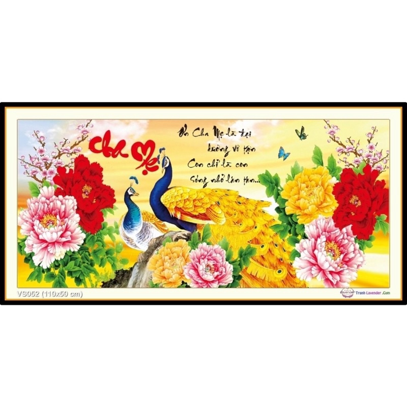 Tranh gắn đá Cha mẹ vs052 tranh thêu lv3134