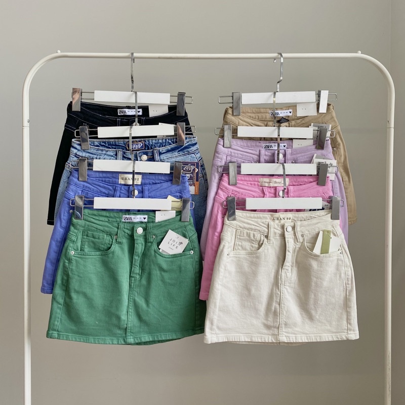 Chân Váy Basic 10 MÀU trendy mùa hè - có quần bảo hộ - tone pastel dễ thương vải denim co giãn