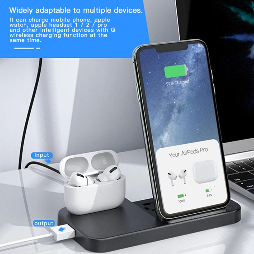 Đế Sạc Nhanh Không Dây Qi 15w Cho Apple Airpods Iphone Samsung