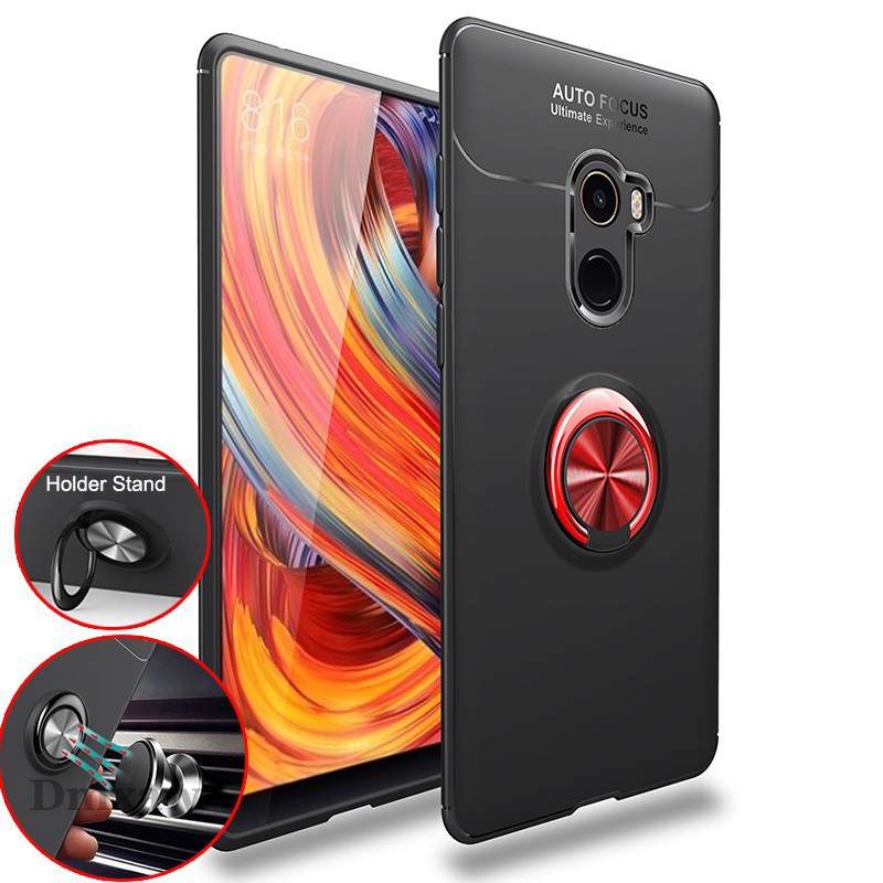 Ốp điện thoại màu trơn có vòng đỡ có thể xoay chống sốc thời trang cho Xiaomi Mi Mix 2