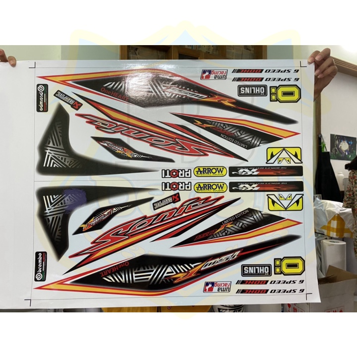 ( Quí khách vui lòng mang ra tiệm cho thợ dán ) Tem sonic 150 trắng