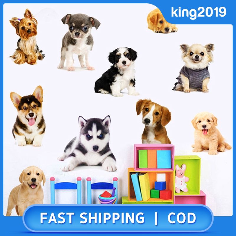 Miếng Dán Tường Trang Trí Hình Chó Mèo 3d Đáng Yêu 60x90cm