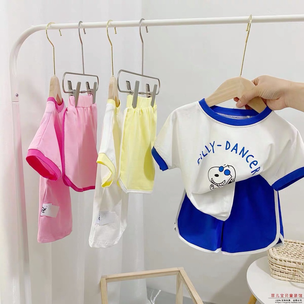 Đồ Bộ Cộc Tay Cho Bé Gái In Hình Chú Chó Cực Xinh Chất Cotton Cao Cấp - SUMO KIDS