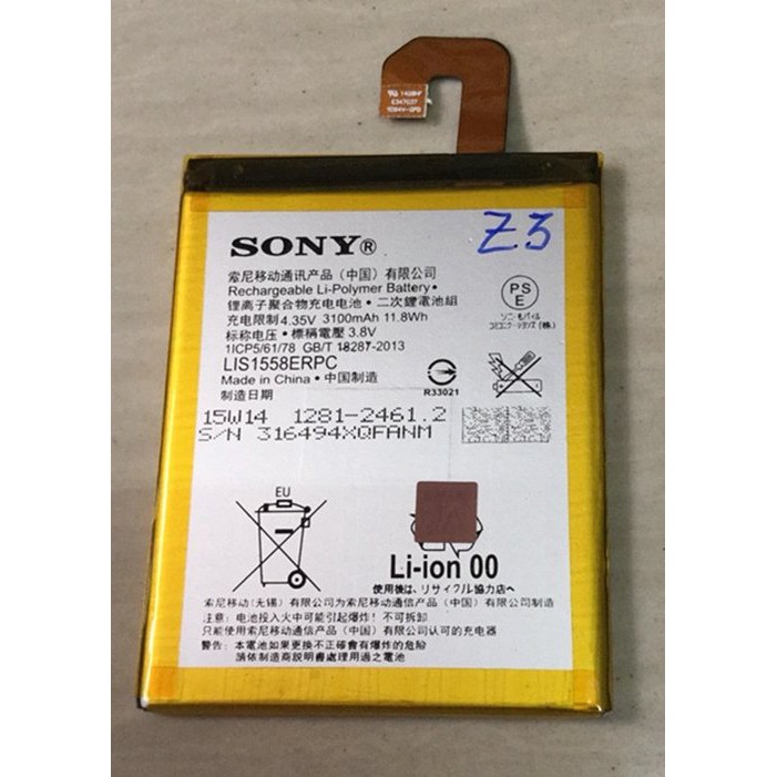 Pin Sony Xperia Z3 D6603, D6653 dung lượng 3100mAh Zin bảo hành 6 tháng