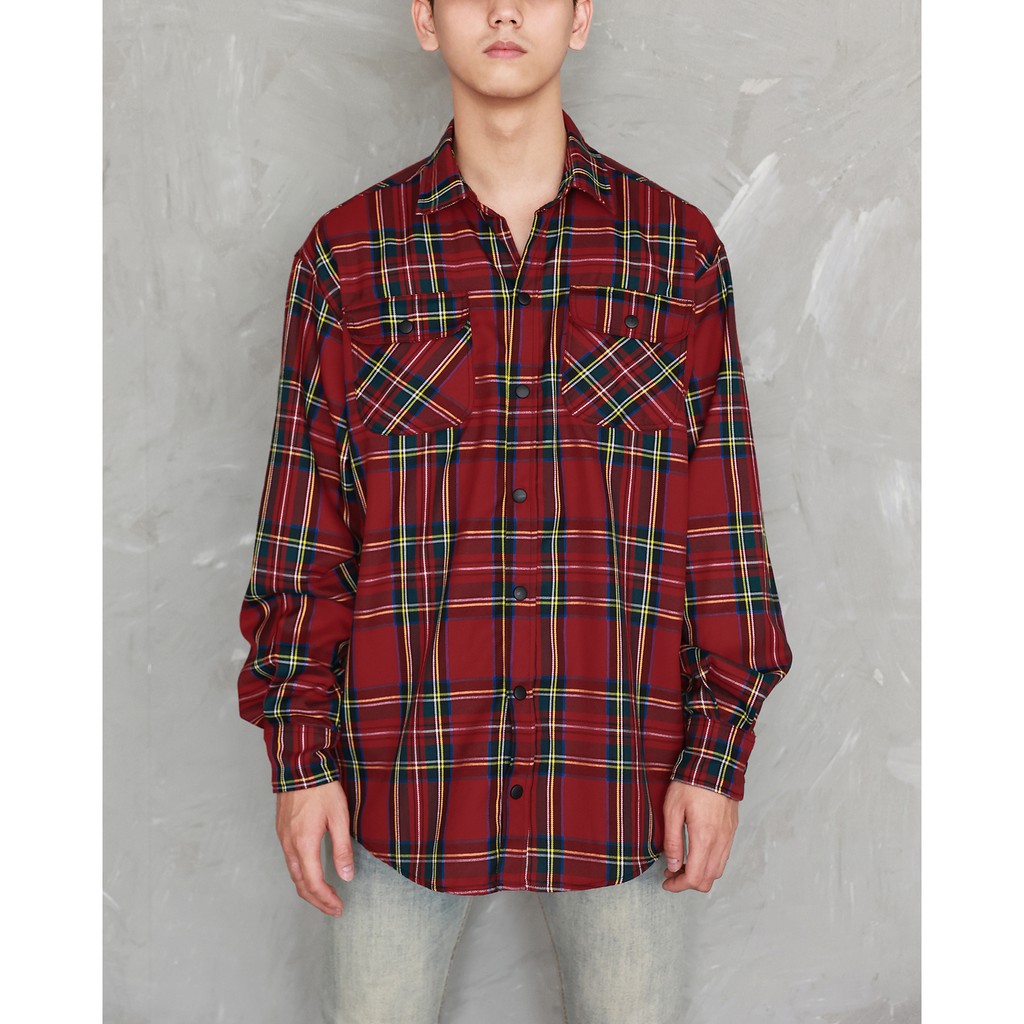 ÁO SƠ MI FLANNEL SỌC MÀU ĐỎ