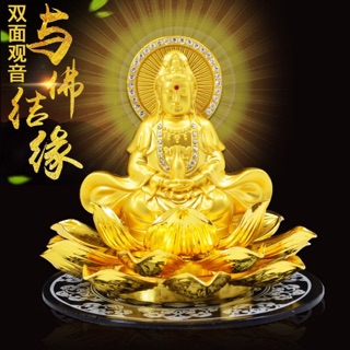 Tượng phật bà quan âm ngồi thiền 2 mặt chất liệu gang cao cấp tặng kèm miếng lót