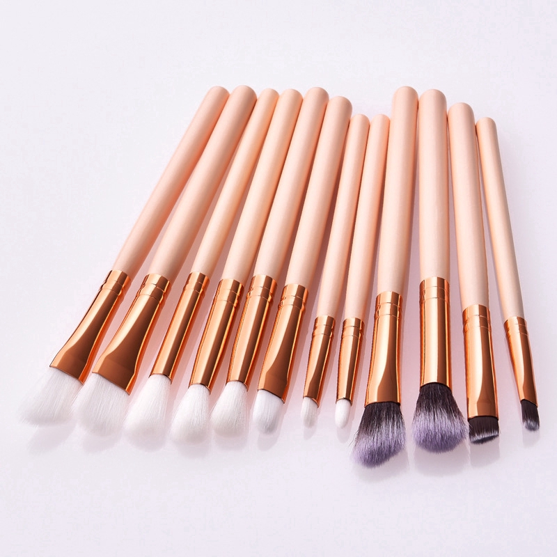 Bộ 12 Cọ Trang Điểm Cán Gỗ