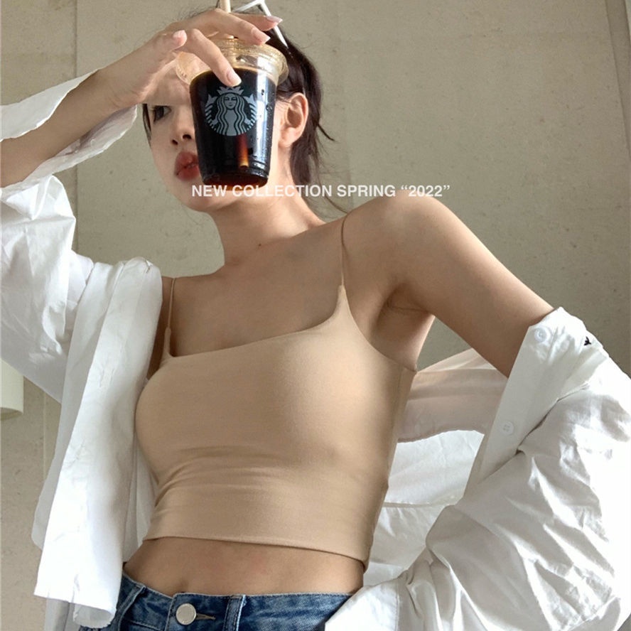 Áo Hai Dây Màu Trắng Trơn Gợi Cảm Phong Cách Mùa Hè Mới Cho Nữ