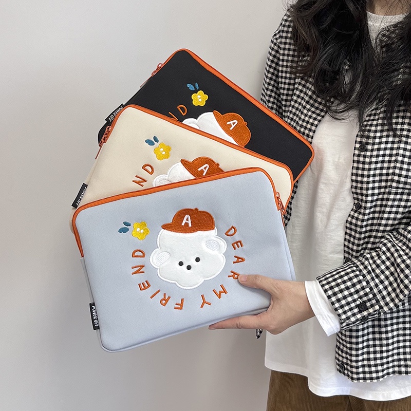 Túi Đựng Laptop Thêu Họa Tiết Hoạt Hình Phong Cách Hàn Quốc