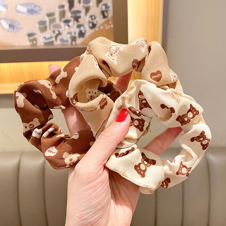 Dây buộc tóc scrunchies hoạ tiết vintage Hàn Quốc D04