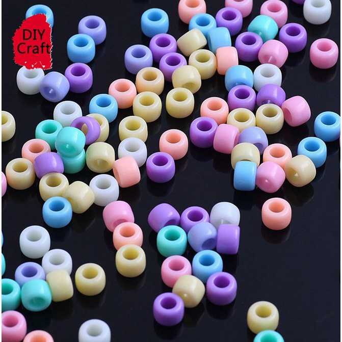 Set 50 hạt nhựa Acrylic lỗ lớn 6*8mm dùng làm đồ trang sức thủ công cho bé