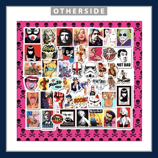 Bộ 50 miếng sticker pvc graffiti sexy gợi cảm dán tường dán laptop macbook dán điện thoại