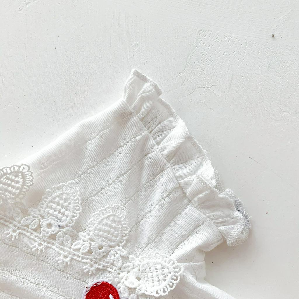 Áo liền quần tay ngắn in hình quả cherry cho bé gái tùy chọn kích thước