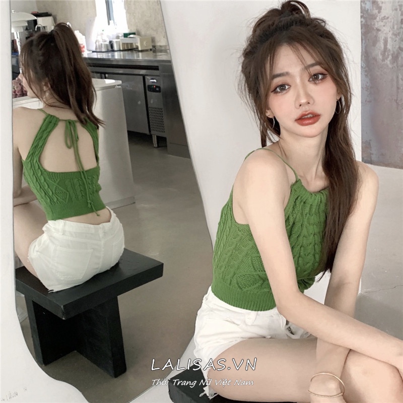 LALISAS Áo Hai Dây Dệt Kim Thời Trang Quyến Rũ Cho Nữ