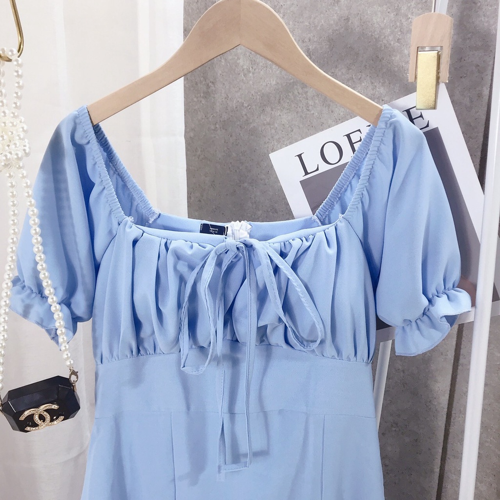 (có sẵn)Đầm Maxi - Váy Maxi Xếp Li Ngực Dây Yếm Dáng Dài Xẻ Tà (váy du lịch dáng dài màu xanh ngọc)