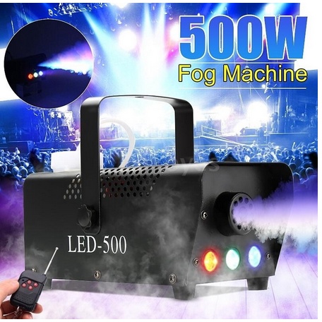 Máy Phun Sương Tạo Khói 500W Có Đèn LED RGB Kèm Điều Khiển Từ Xa