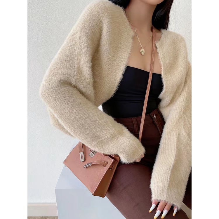 DUNEA Áo khoác len dệt kim phong cách Hàn Quốc thời trang dành cho nữ