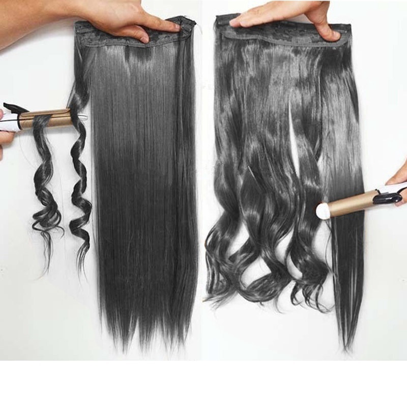 Tóc giả WIGSIN nối tóc kiểu xoăn/ thẳng nhuộm màu đen xám ombre thời trang dành cho nữ