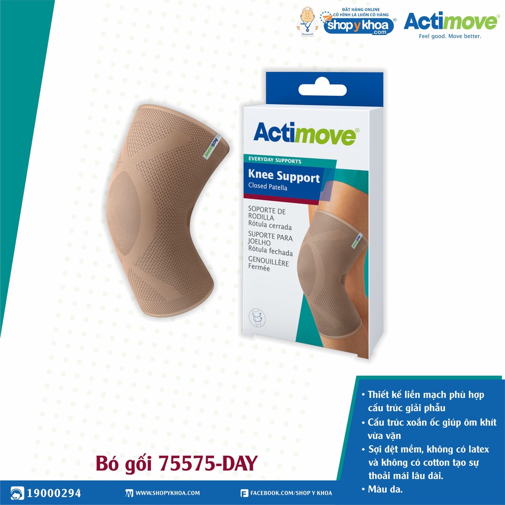 Bó Gối Dạng Ống Actimove Knee Support, Màu Da [75575-DAY]. Nhập Khẩu Châu Âu (1 Cái)