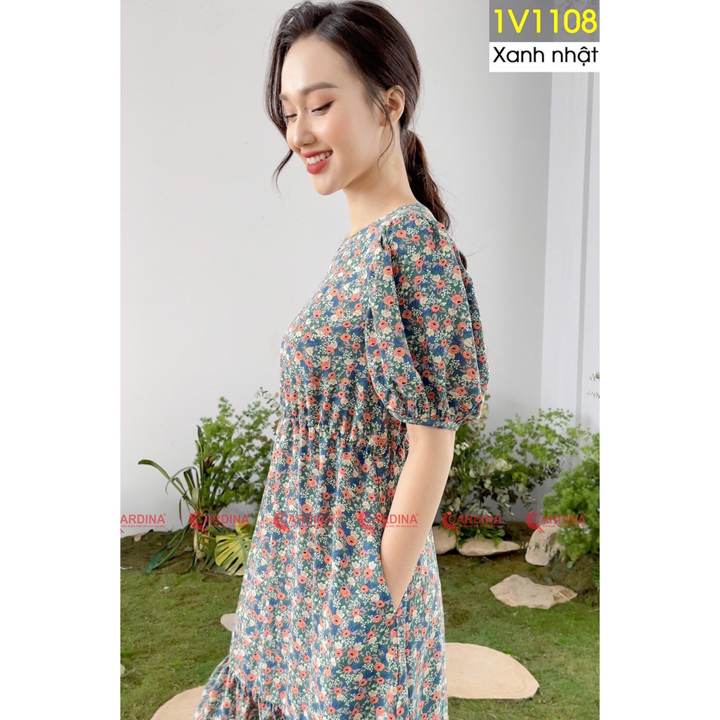 Váy Hoa Baby Hai Tầng 𝐂𝐀𝐑𝐃𝐈𝐍𝐀 Thiết Kế Tay Bồng Eo Chun Cao Cấp Chính Hãng