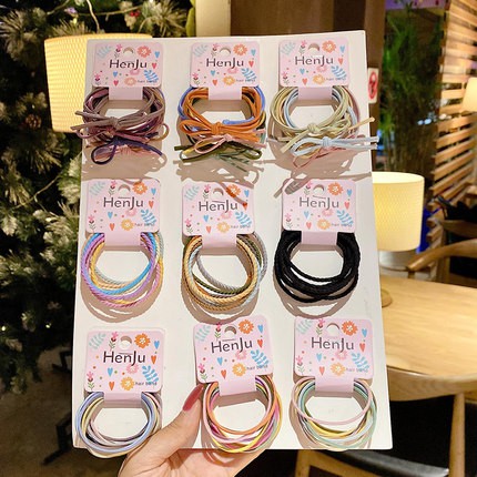 Set 6 Dây Buộc Tóc Co Giãn Màu Kẹo Ngọt Phong Cách Hàn Quốc