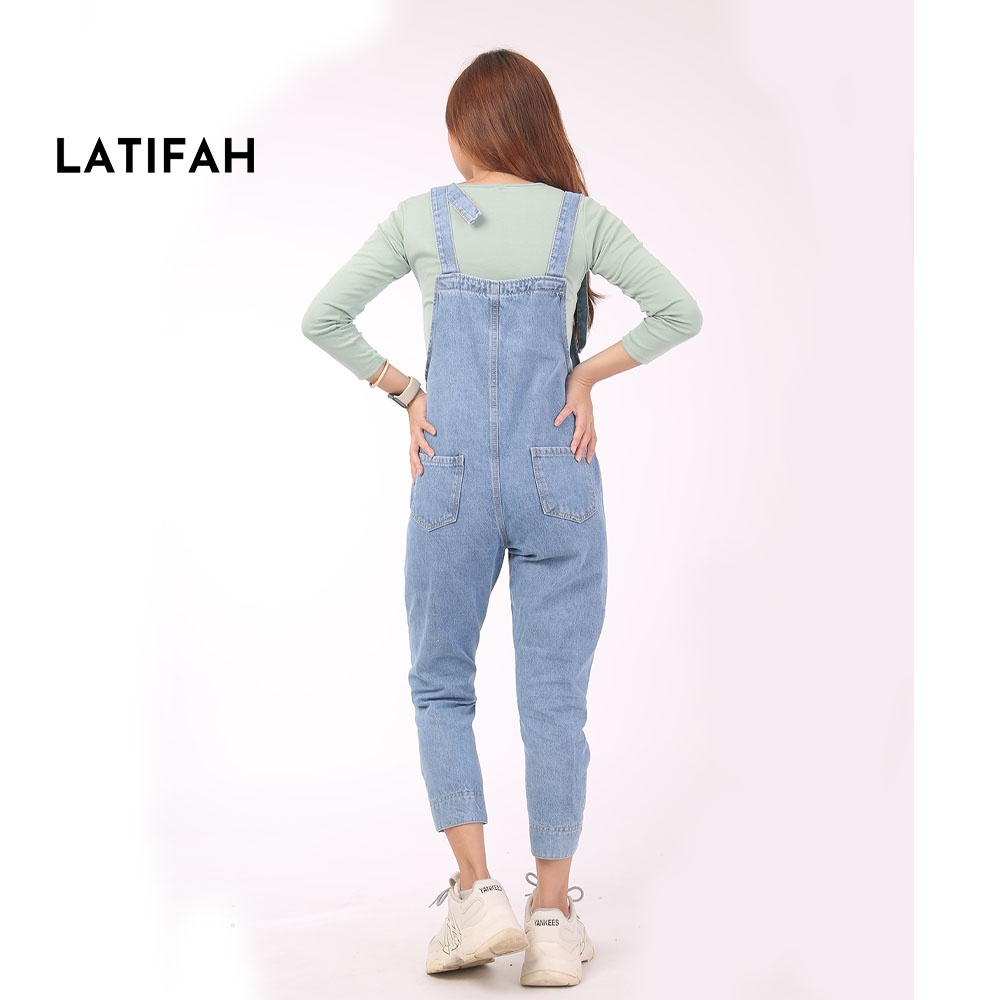 [Mã BMBAU50 giảm 50K đơn 150K] Yếm jeans dài LATIFAH gài cúc ống YJ003 phong cách trẻ hàn quốc