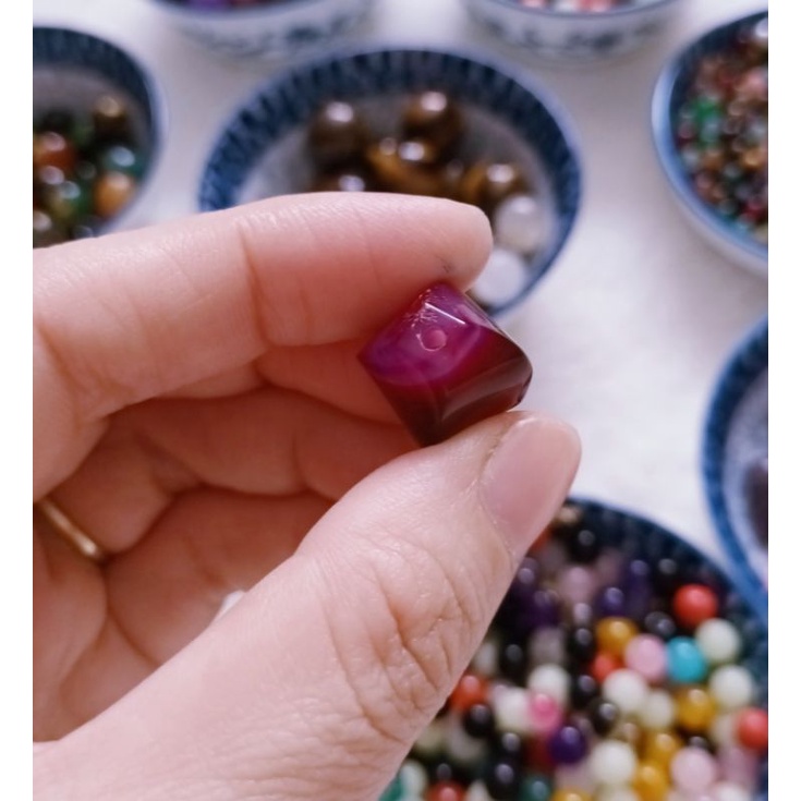 Hạt đá thanh tẩy bài tarot màu tím hồng, làm handmade, DIY, sưu tầm