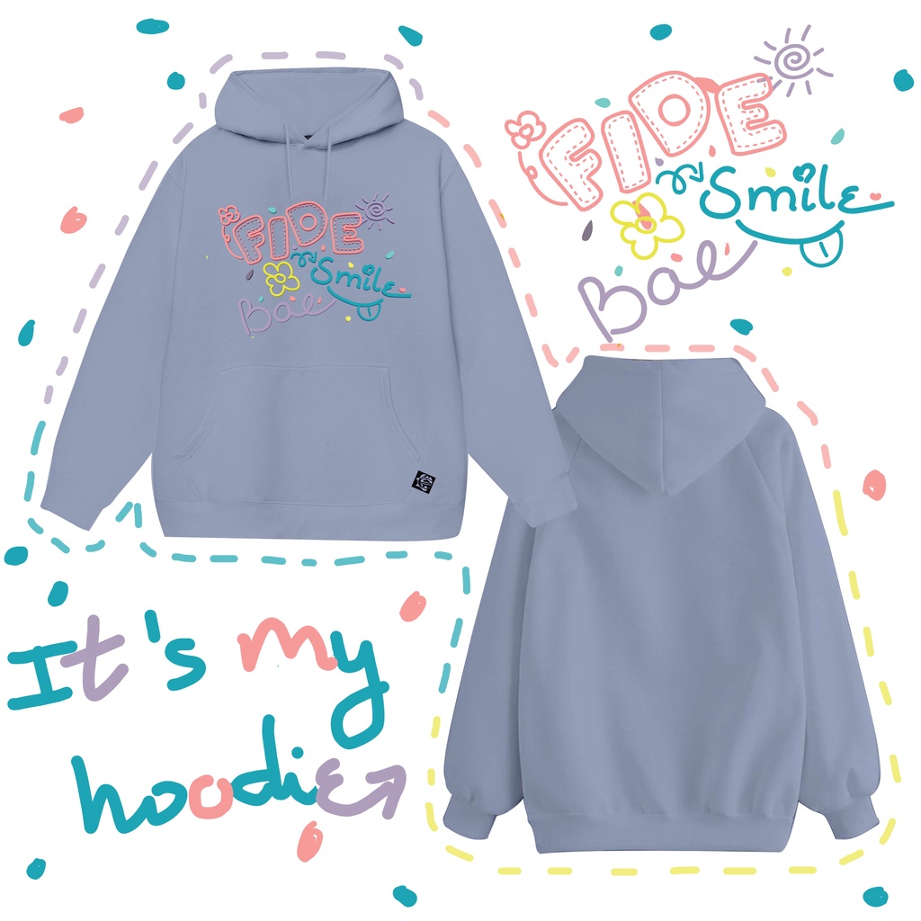 Áo Khoác Hoodie unisex nam nữ Signature Cotton oversize form rộng ulzzang BAE SMILE