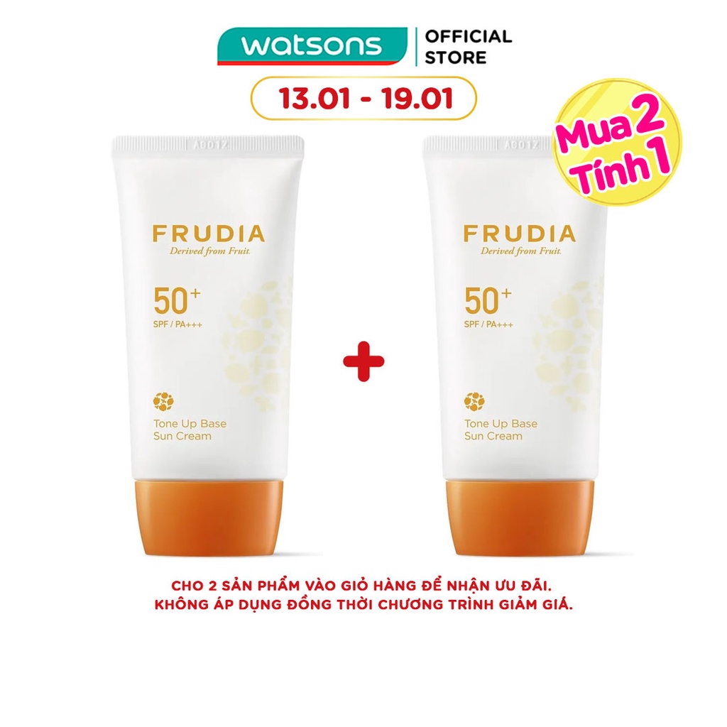 Kem Chống Nắng Frudia Tone-Up Base Sun Cream 50+ SPF/PA+++ Làm Trắng Sáng Da 50g