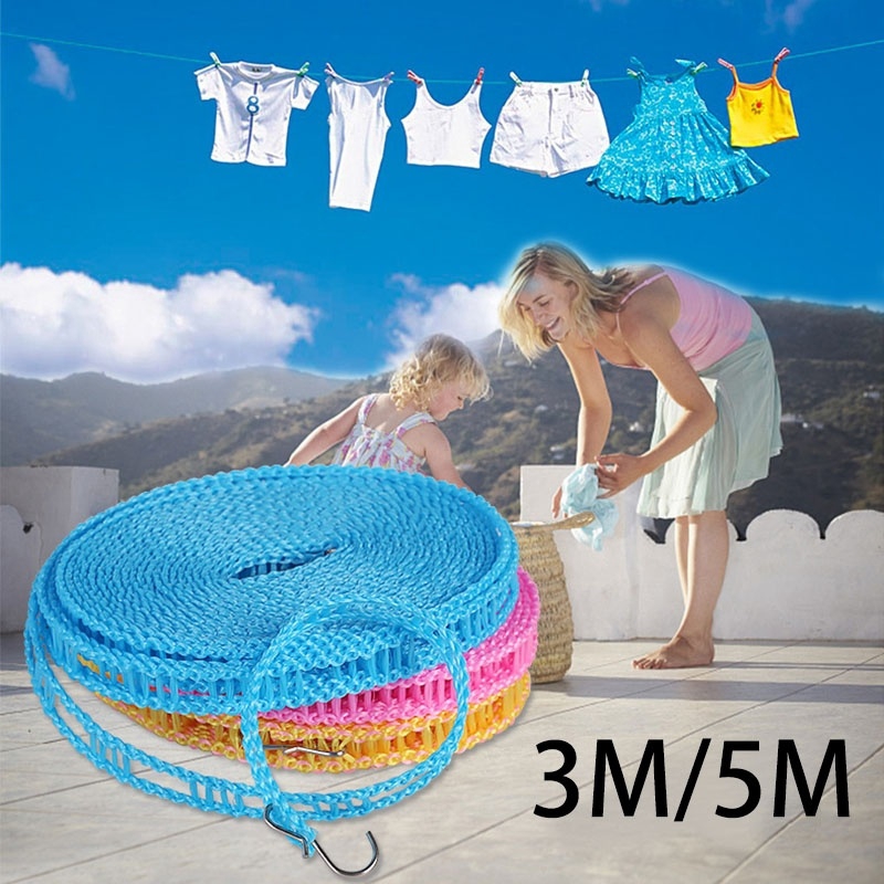 Dây Phơi Quần Áo Bằng Nilon Chống Gió / Chống Trượt / Gió Có Thể Điều Chỉnh 3m / 5m