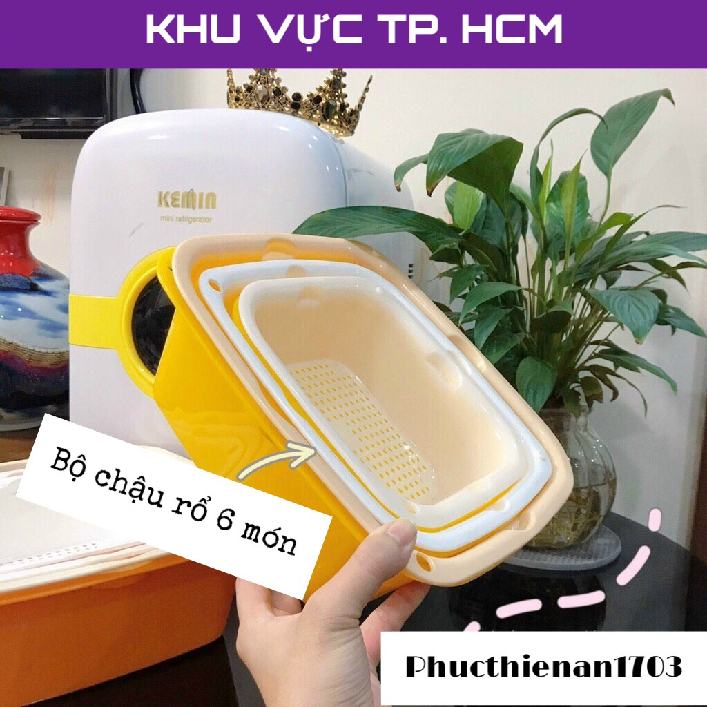 Bộ chậu rổ nhựa nhà bếp 6 món - Siêu bền, siêu đẹp