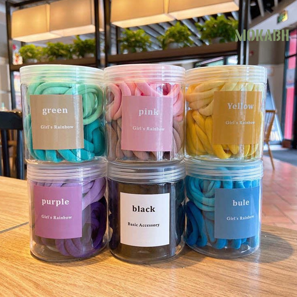 Hộp 50 Dây Cột Tóc Dày Dặn Siêu Co Giãn Chống Trượt Màu Sắc Tinh Khiết