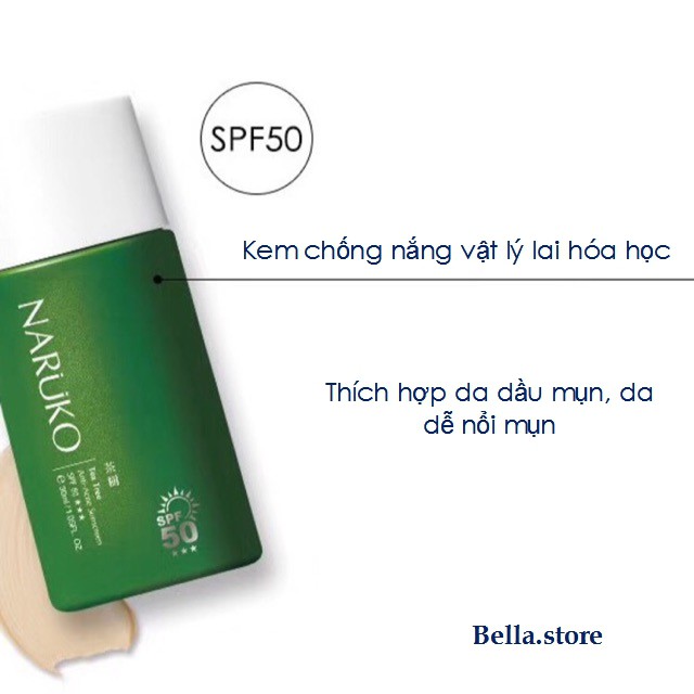 [ Bản Đài] Kem chống nắng Naruko Tea Tree Anti-Acne Sunscreen SPF50+++