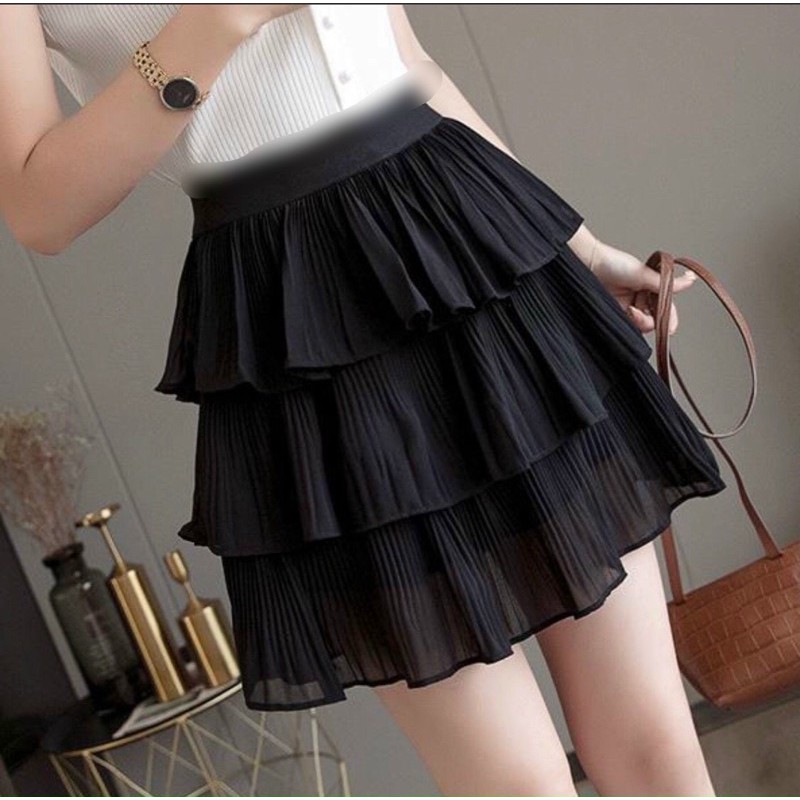 Chân Váy Dập ly ba tàng midi