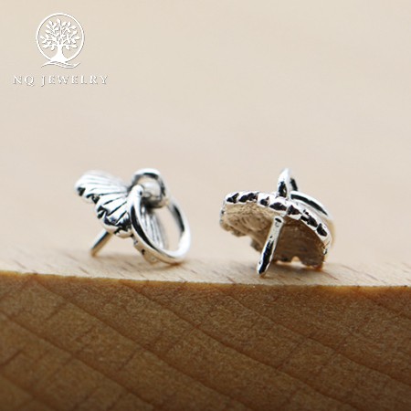 Charm bạc phụ kiện làm mặt dây chuyền hình hoa - NQ Jewelry