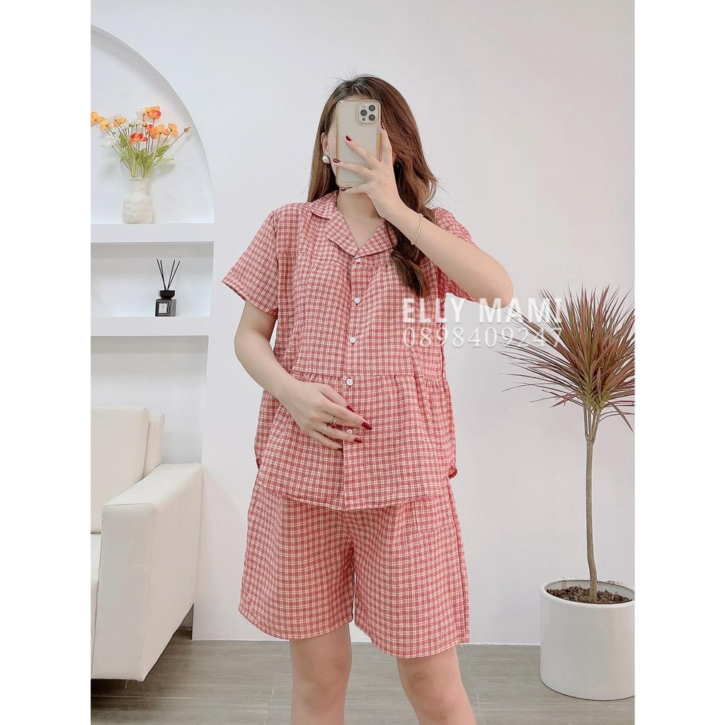 ( 40kg - 85kg ) Đồ Bộ Bầu và Sau Sinh Nhiều Màu Pijama Lửng , Caro Cổ Vest , Form Dễ Mặc , Siêu Mát Nhẹ Tênh