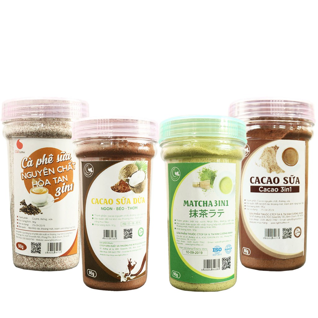 [Mã FMCGM25 - 10% ĐH 150K] Combo 4 hũ (90g/hũ) Bột hòa tan pha thức uống hiện đại - Light Coffee