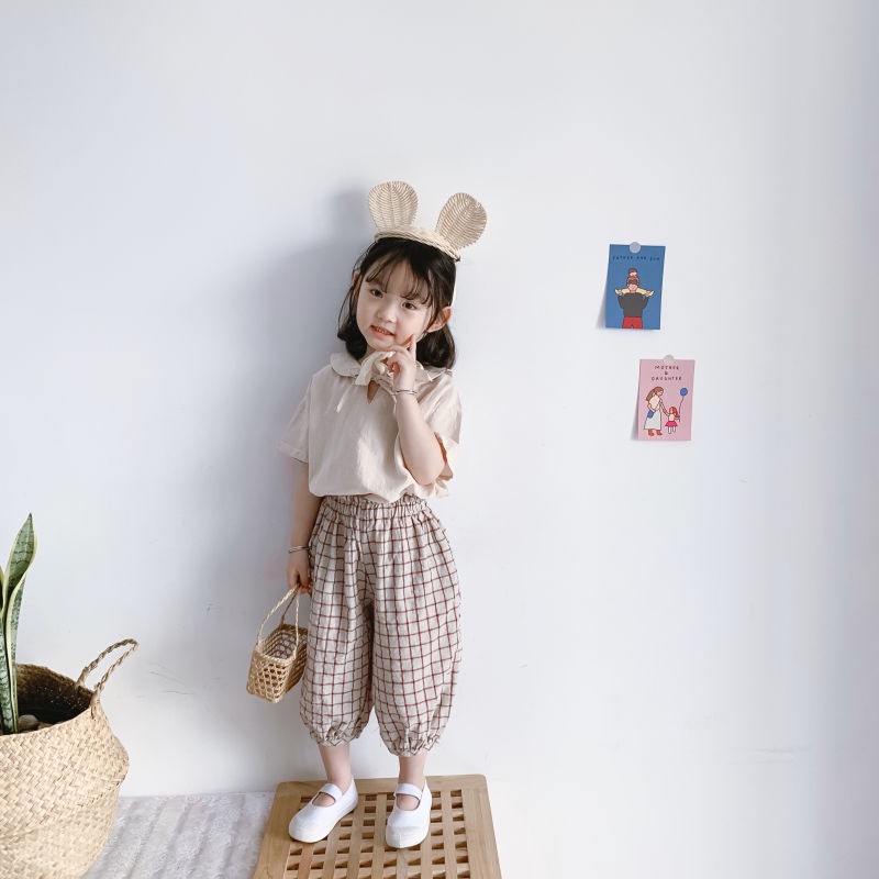 Set Áo Thun Tay Ngắn Và Quần short Vải Lanh cotton Thời Trang Hè 2022 Cho Bé Gái