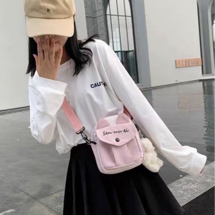 Túi vải tote mini đeo chéo chống nước nam nữ phong cách ulzzang TAHA