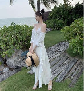 VÁY MAXI TRẮNG TIỂU THƯ CHẤT ĐẸP SẴN