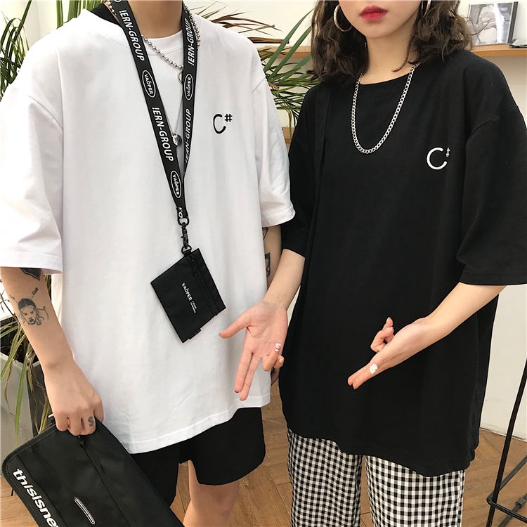 Áo Thun Dáng Rộng In Hoạt Hình Kiểu Hàn Quốc Thời Trang 2020 Cho Các Cặp Đôi