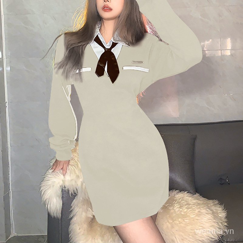 Đầm tay dài cổ polo thời trang cho nữ