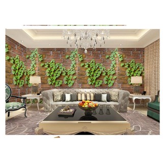 5m x 45cm Decal dán tường có sẵn keo - gạch nâu dây leo